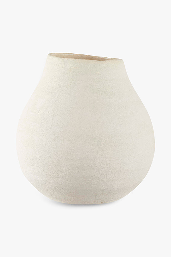 Handmade Cleo vase in matte ecru Portuguese ceramic