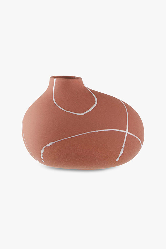 Handmade Iris vase made of Portuguese terracotta ceramic
