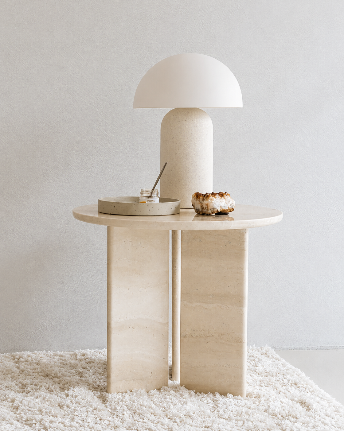 Travertine marble side table Jade