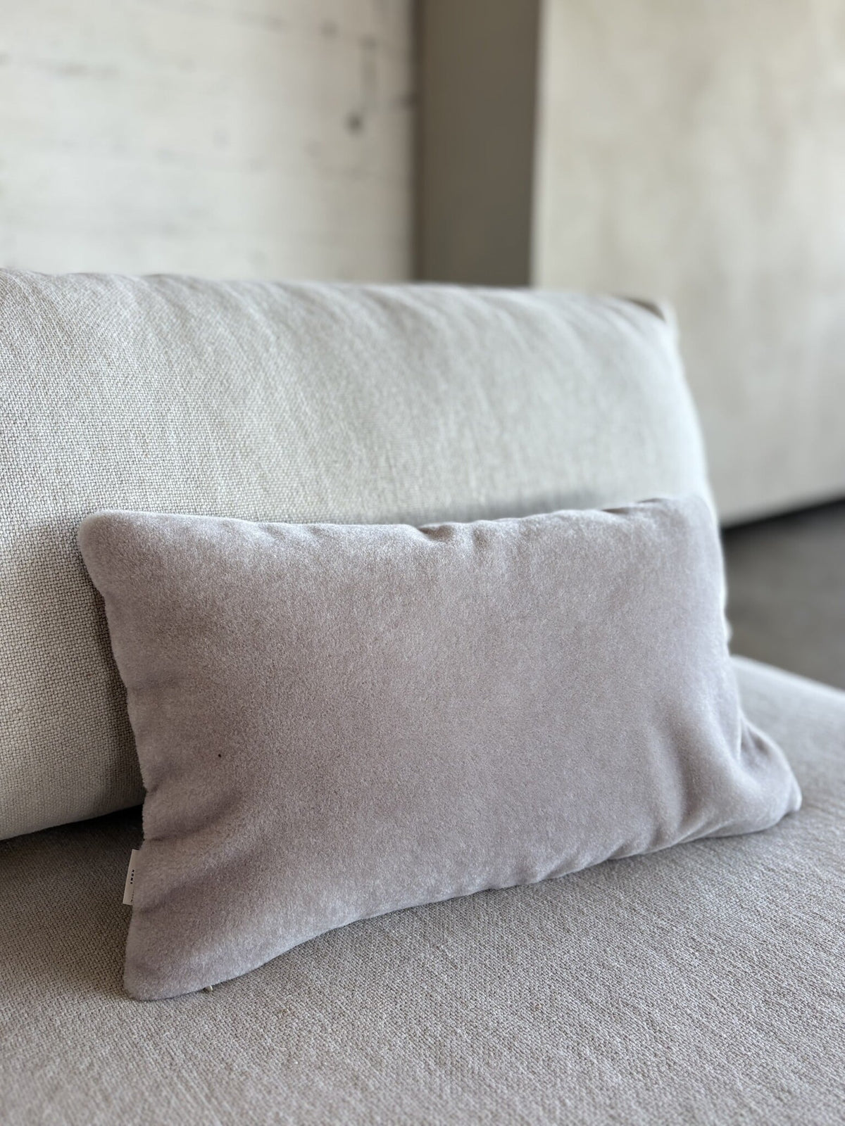 Luxury mohair decorative cushion Amy mist gray 50x30 cm