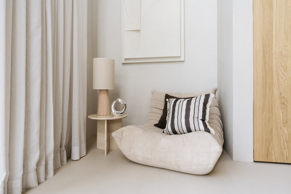 Natural Spanish table lamp Fay linen - birch wood