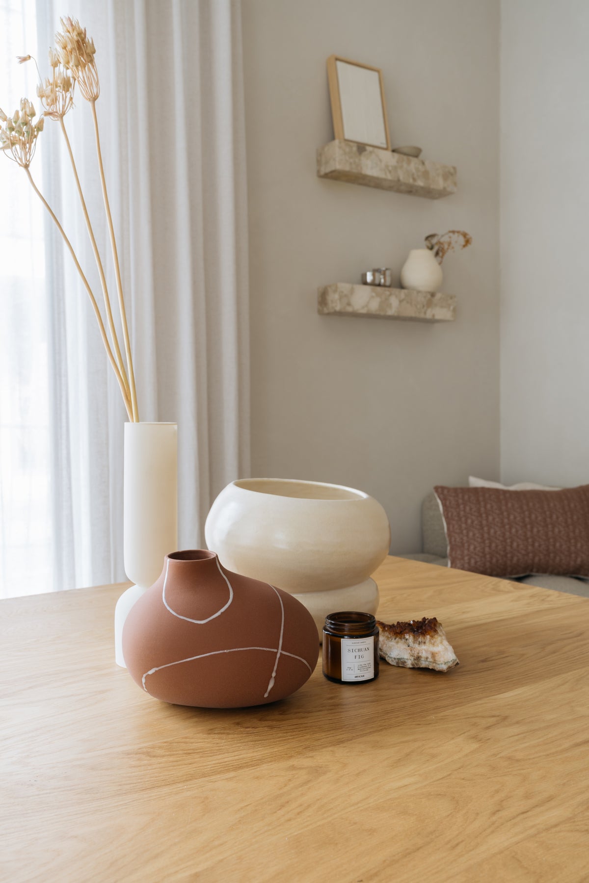 Handmade Iris vase made of Portuguese terracotta ceramic