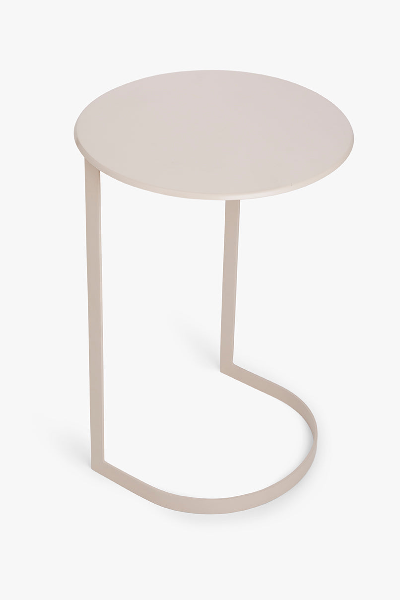 Satin-finish coated metal side table Sadie taupe