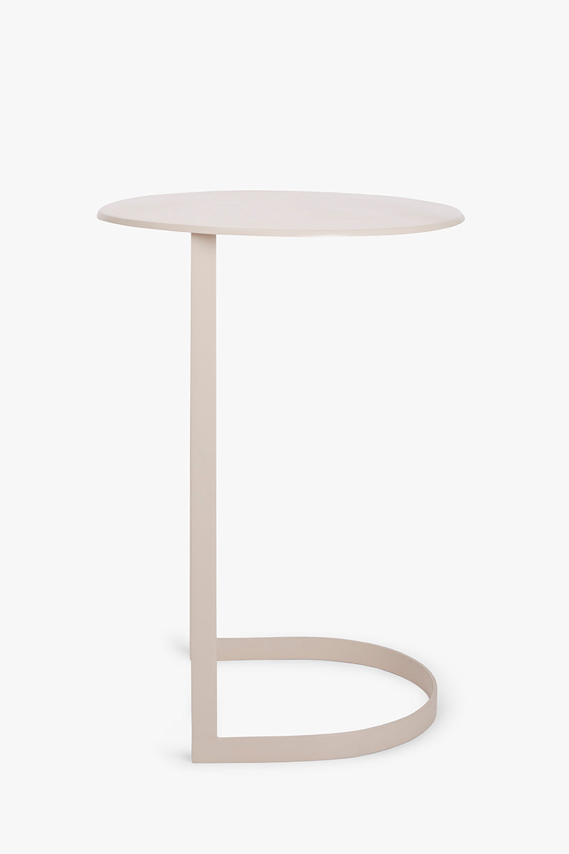 Zijdeglans gecoat metalen bijzettafel Sadie taupe