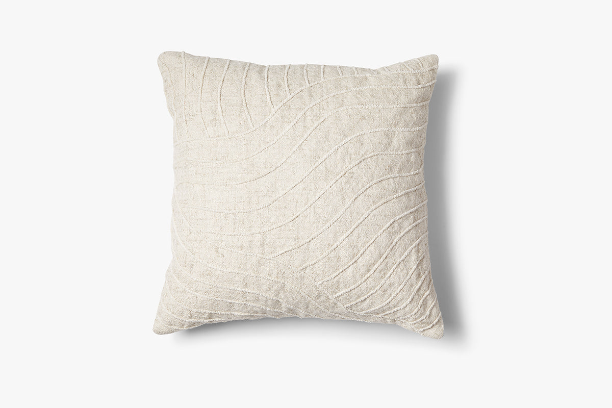 Tufted linen-cotton decorative cushion Lynn 50x50 cm natural