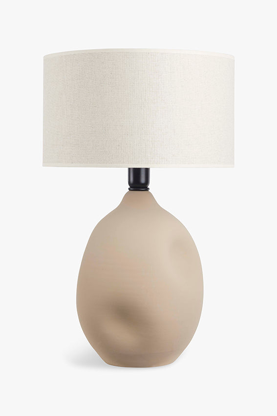 Handmade table lamp Liz in Spanish earthenware sand - linen