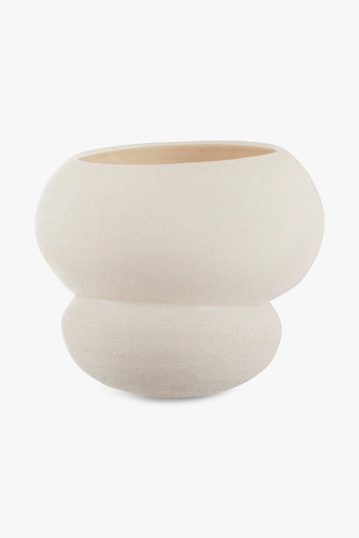 Handmade Leya vase in matte ecru Portuguese ceramic