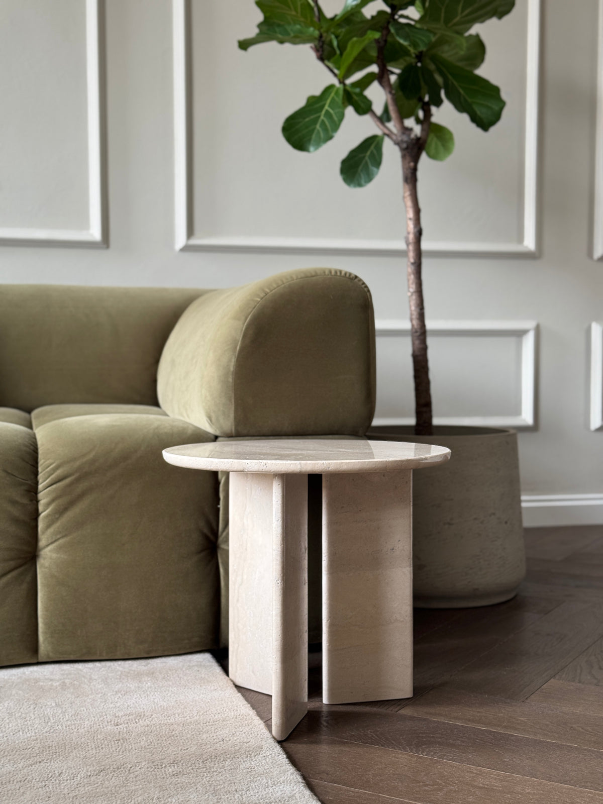 Travertine marble side table Jade