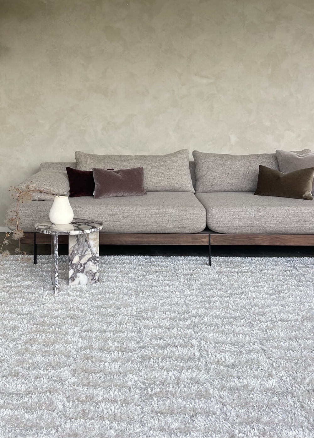 Hoogpolig wollen vloerkleed Stella 200x290 cm ecru