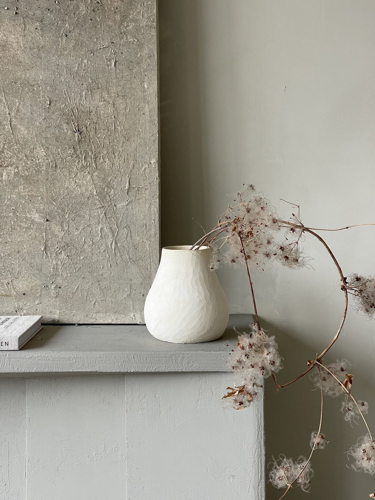 Handmade Cleo vase in matte ecru Portuguese ceramic