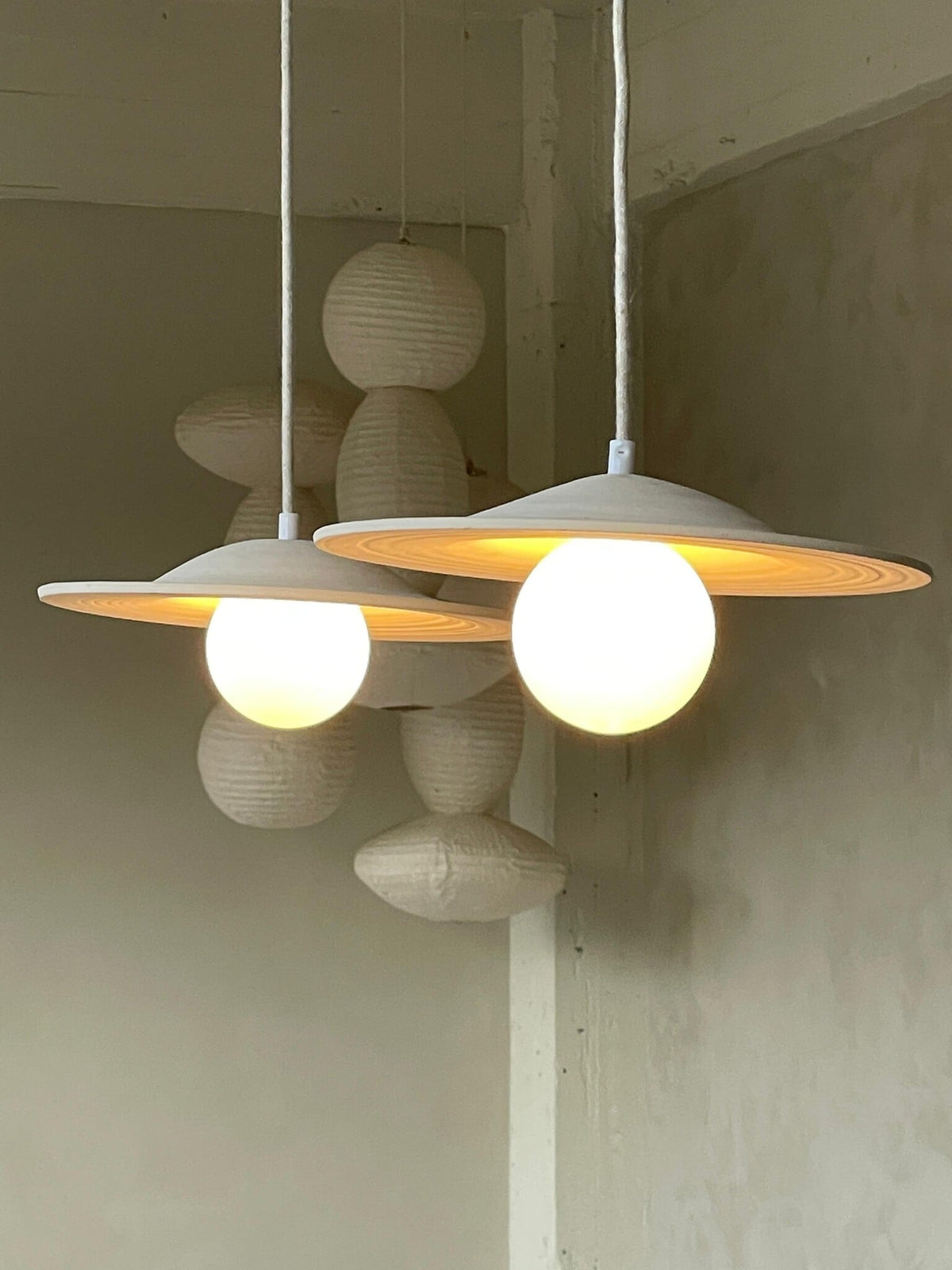 Handmade July pendant lamp in natural Portuguese earthenware