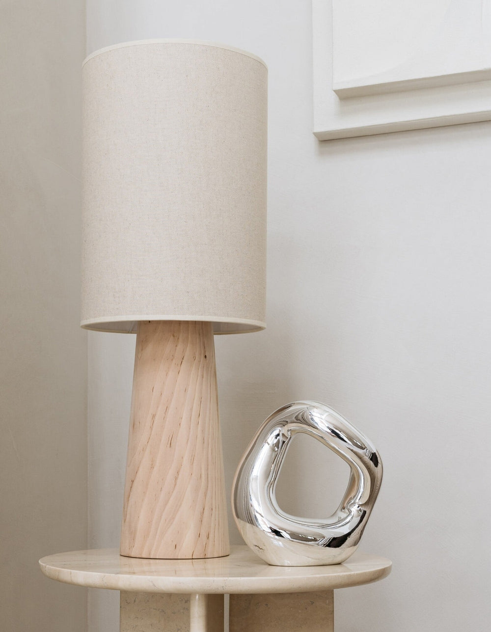 Natural Spanish table lamp Fay linen - birch wood