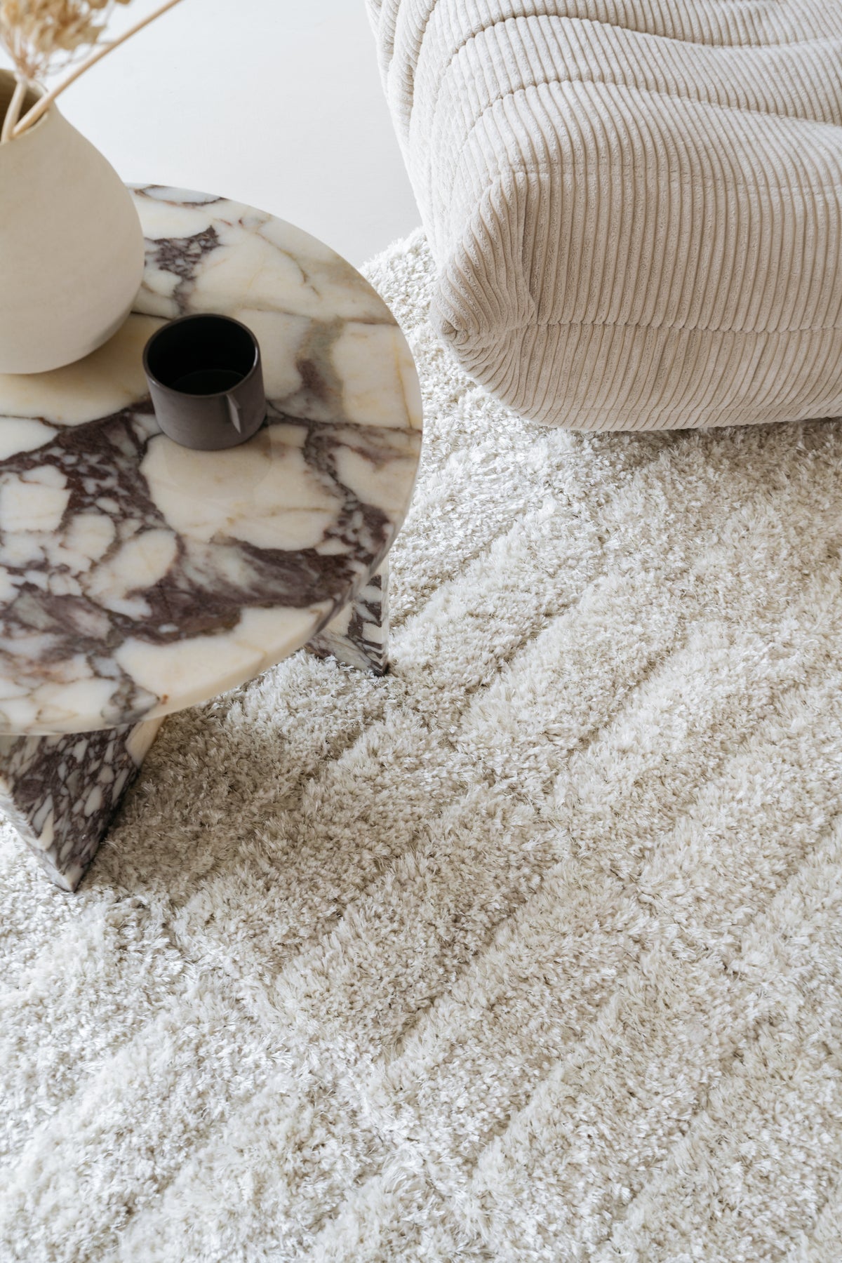 High-pile wool rug Stella 200x290 cm ecru