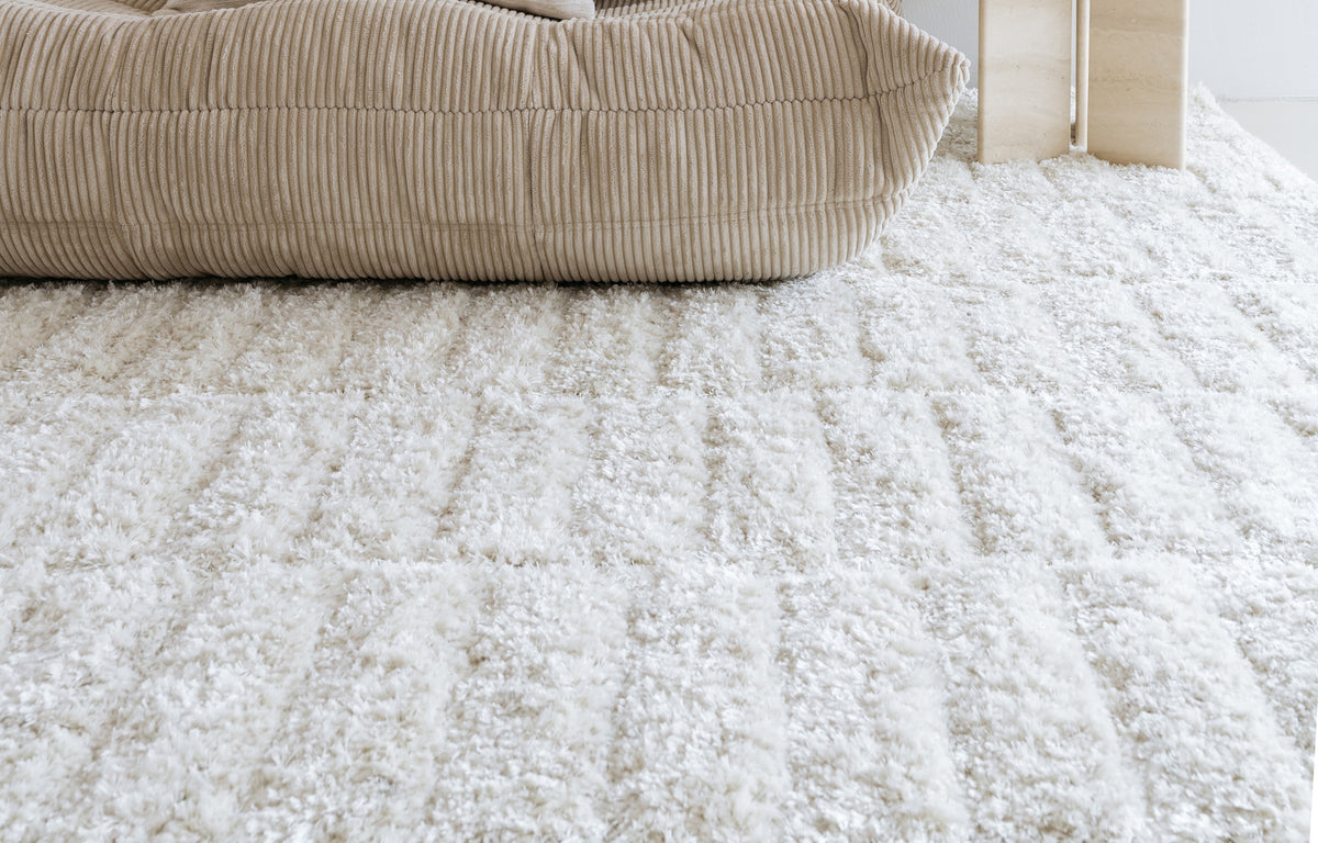 High-pile wool rug Stella 200x290 cm ecru
