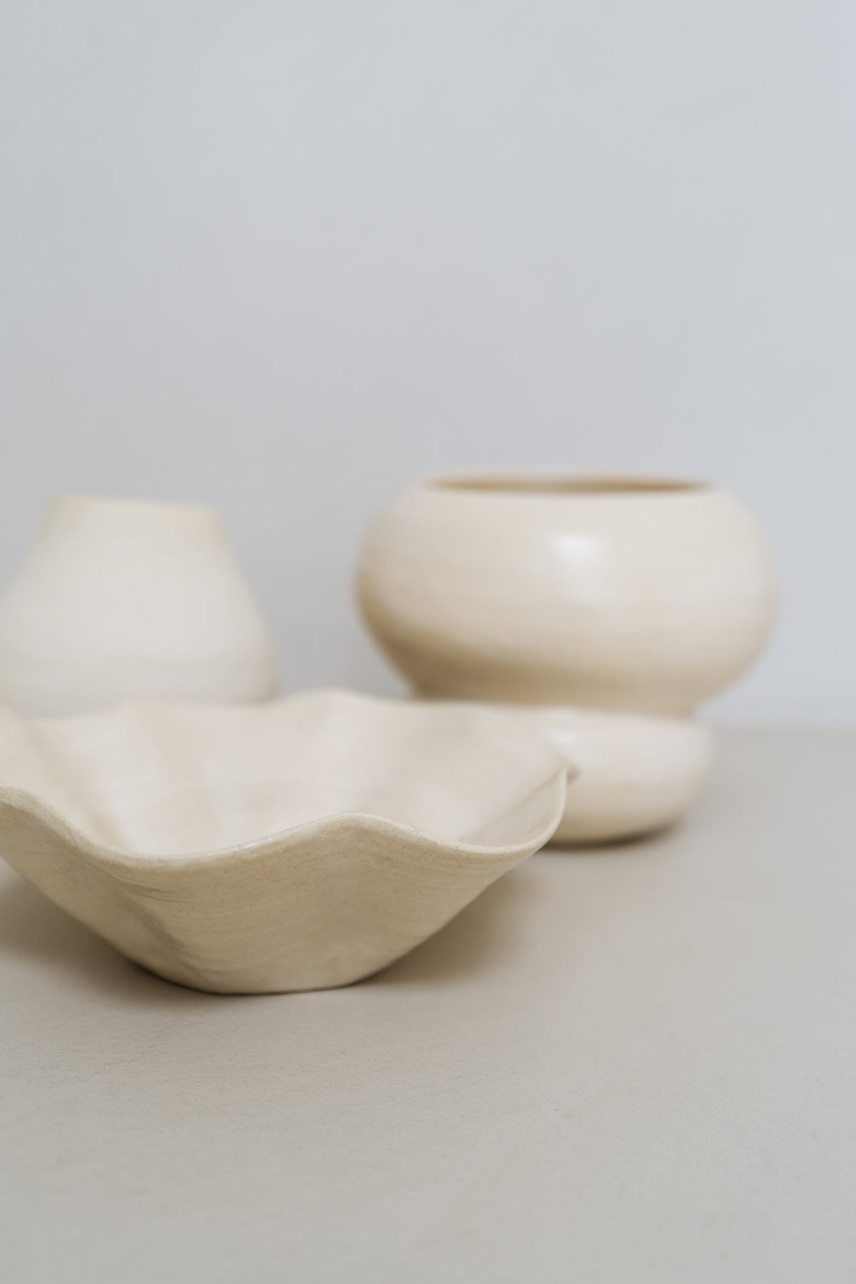 Handmade Kate bowl in matte glazed ecru Portuguese ceramic