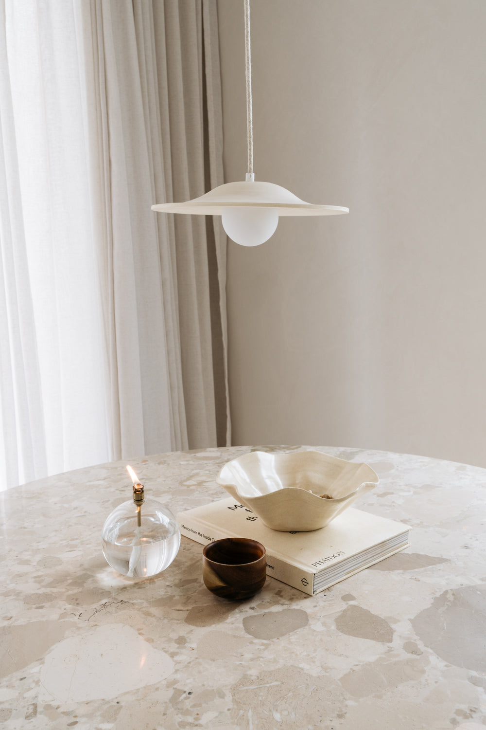 Handmade July pendant lamp in natural Portuguese earthenware